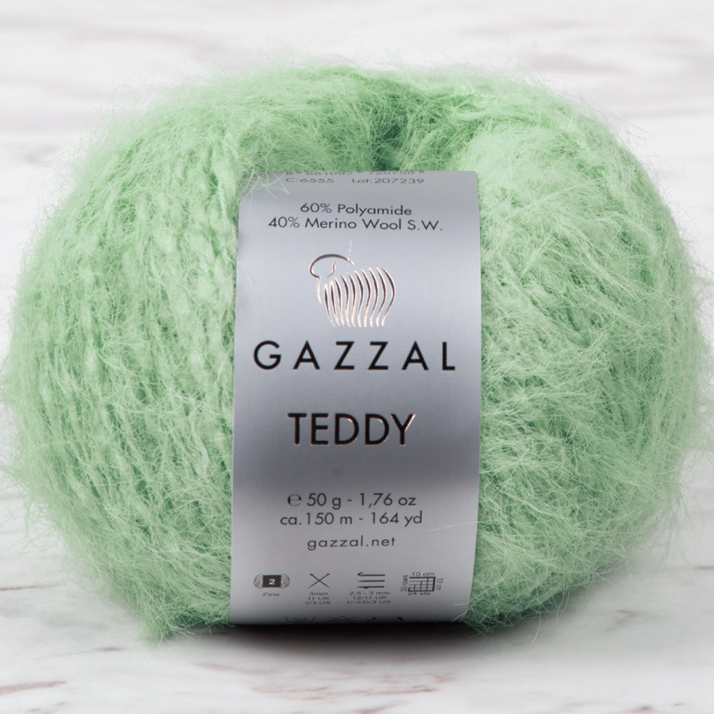 Gazzal Teddy Hand Knitting Yarn, Green - 6555
