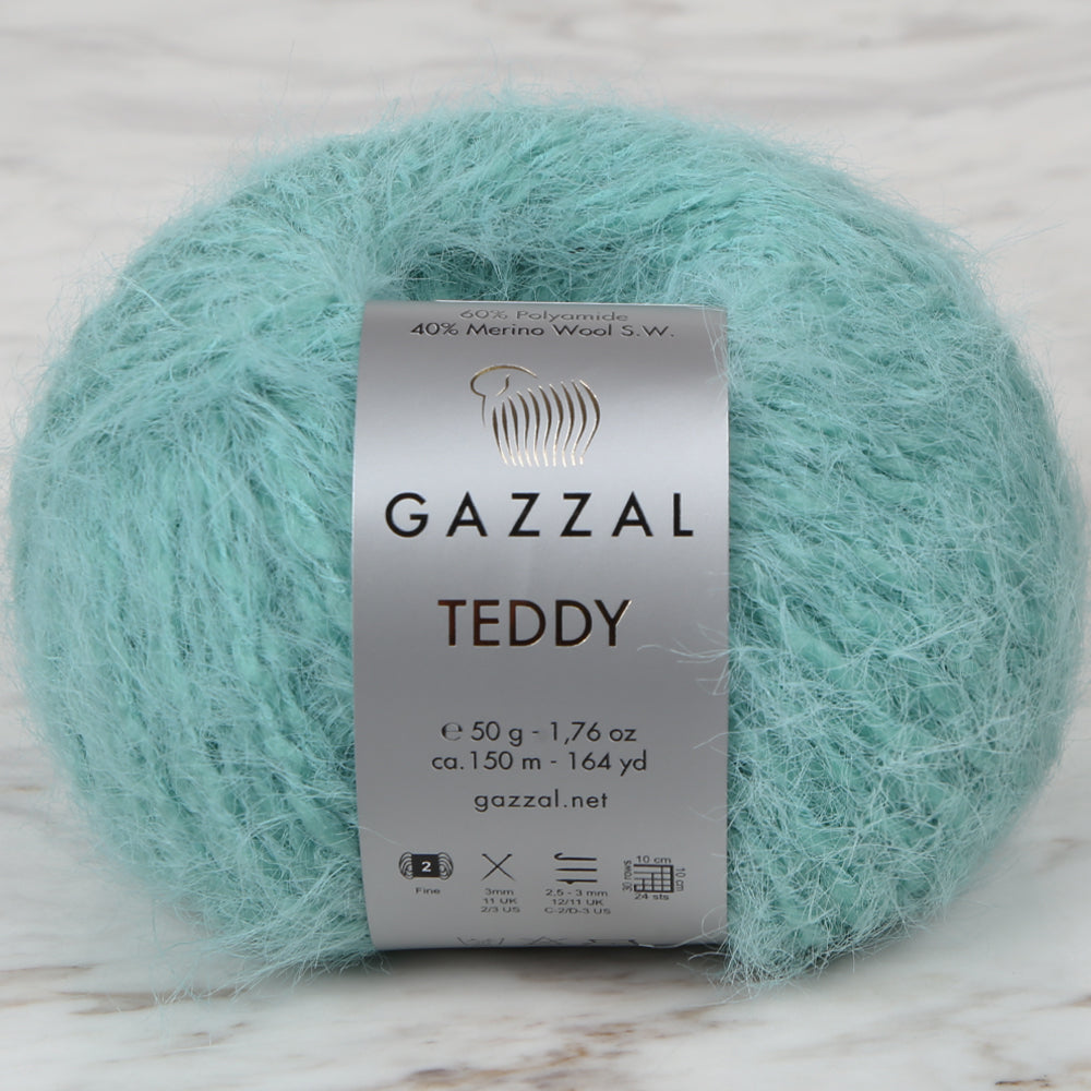 Gazzal Teddy Hand Knitting Yarn,Green - 6558