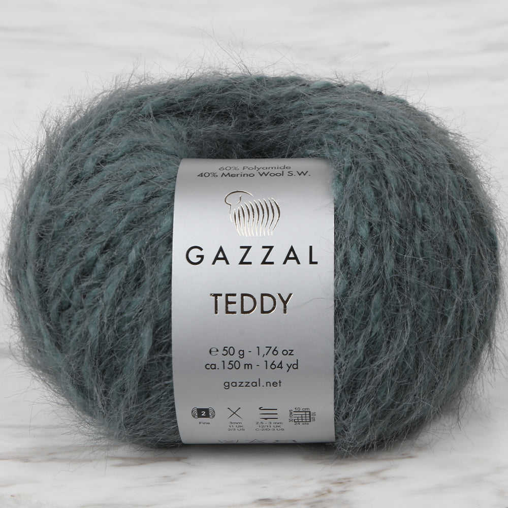 Gazzal Teddy Hand Knitting Yarn,Green - 6560