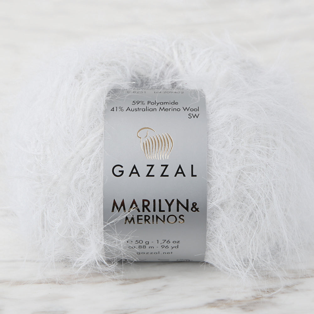 Gazzal Marilyn&Merinos Hand Knitting Yarn,Optic White - 8251