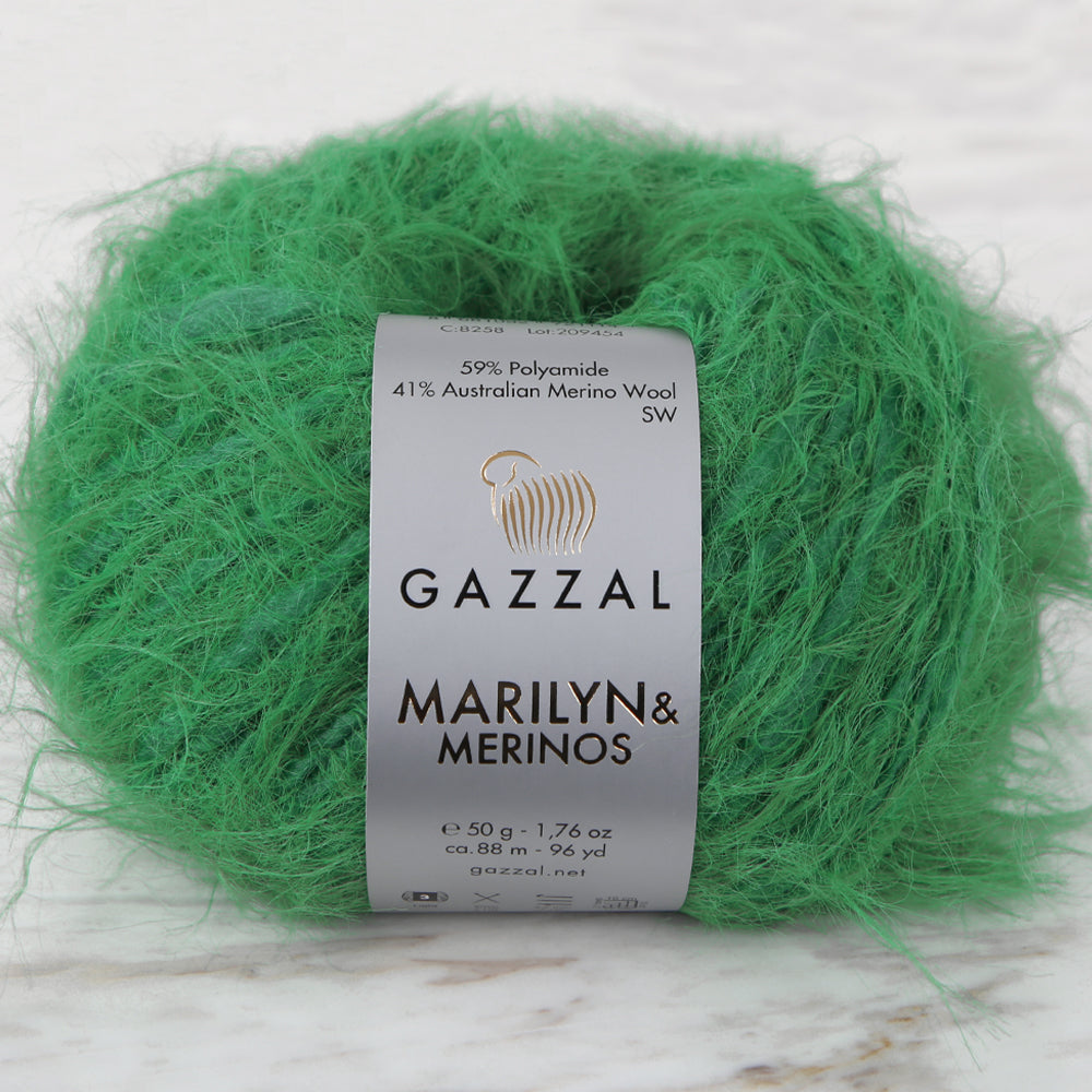 Gazzal Marilyn&Merinos Hand Knitting Yarn,Green - 8258