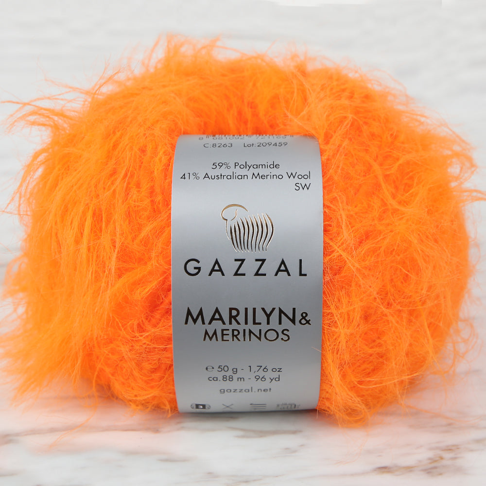 Gazzal Marilyn&Merinos Hand Knitting Yarn,Orange - 8263
