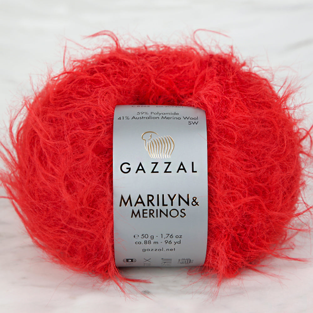 Gazzal Marilyn&Merinos Hand Knitting Yarn, Red - 8265