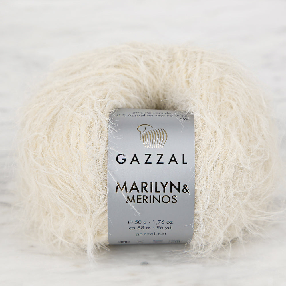 Gazzal Marilyn&Merinos Hand Knitting Yarn, Cream - 8270