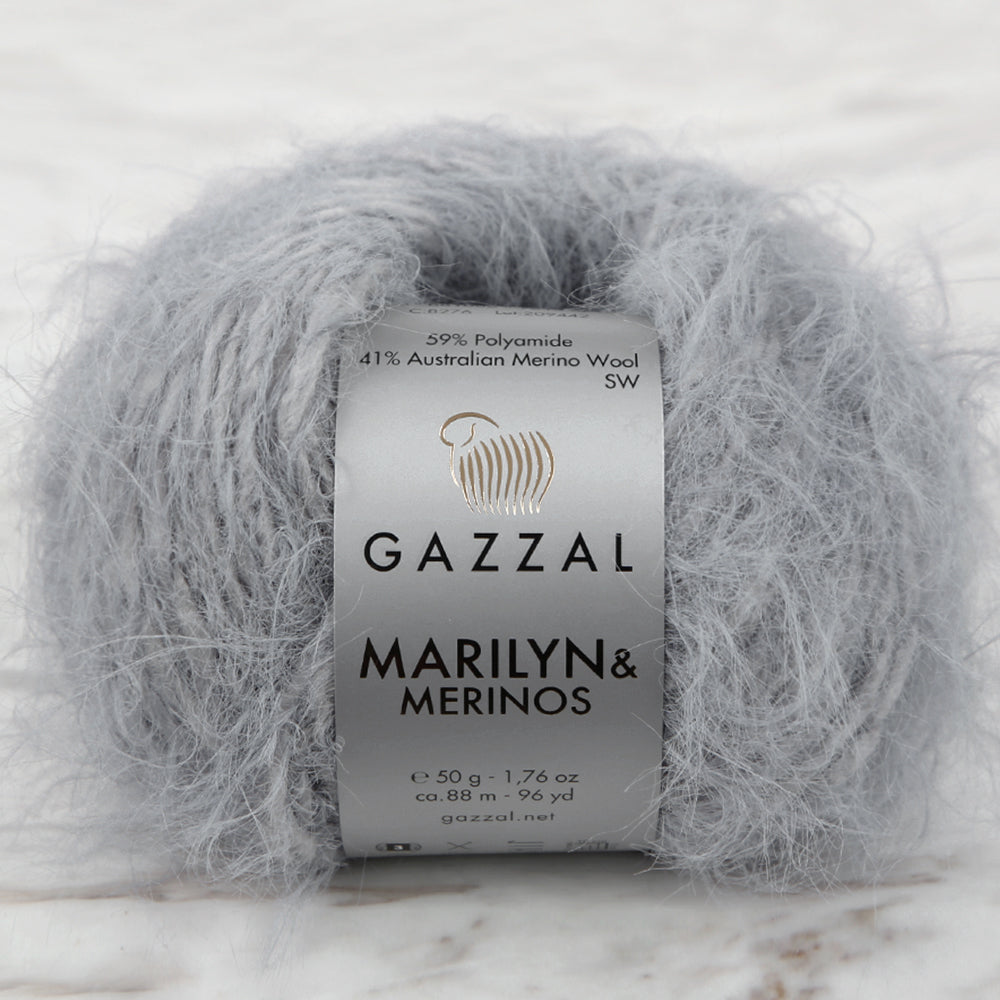 Gazzal Marilyn&Merinos Hand Knitting Yarn,Grey - 8276