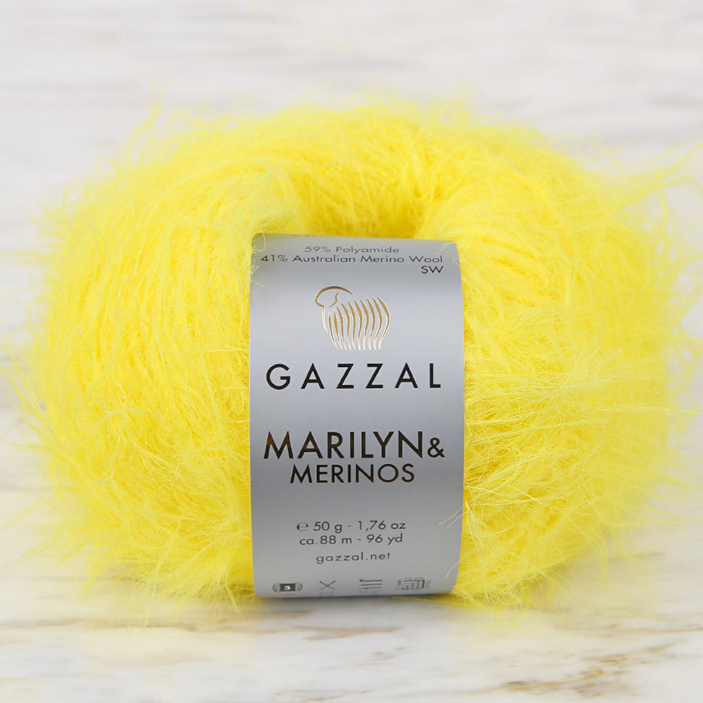 Gazzal Marilyn&Merinos Hand Knitting Yarn,Yellow - 8277