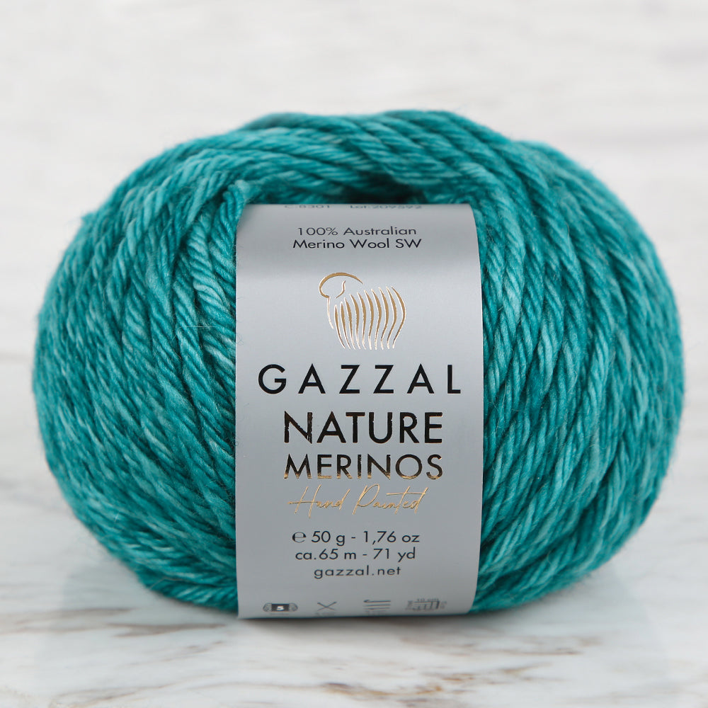 Gazzal Nature Merinos Hand Knitting Yarn,Green -8301