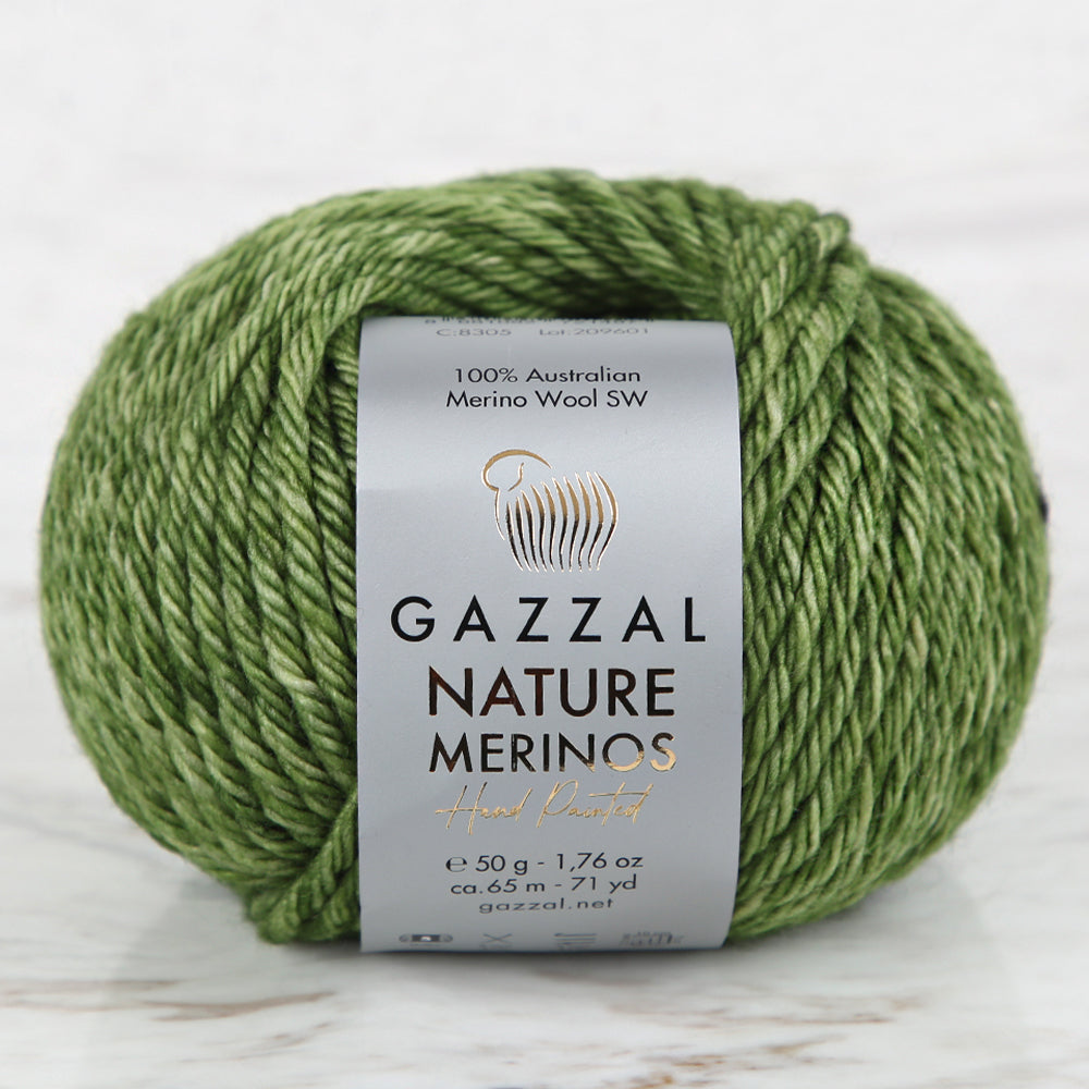 Gazzal Nature Merinos Hand Knitting Yarn,Green -8305