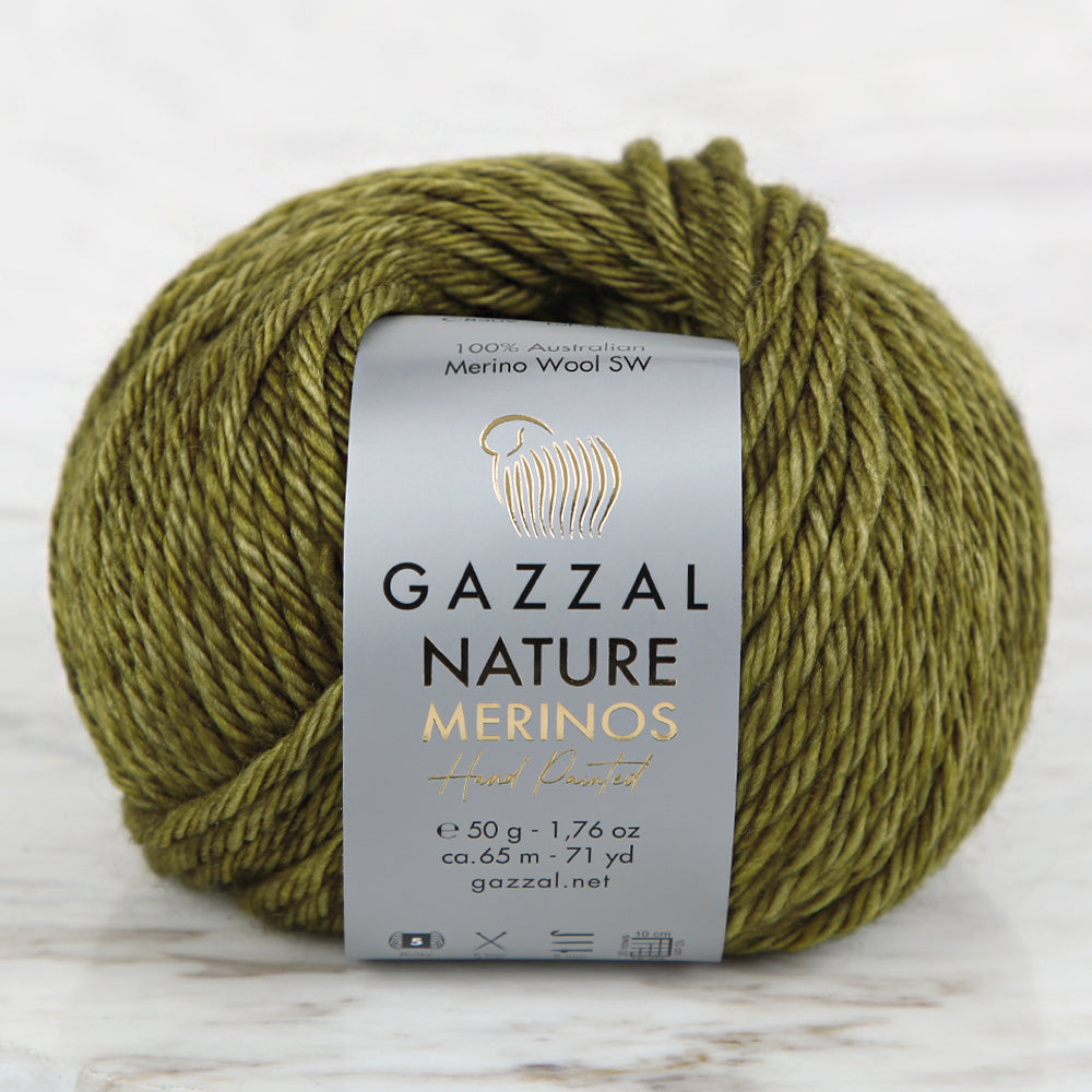 Gazzal Nature Merinos Hand Knitting Yarn,Green -8309