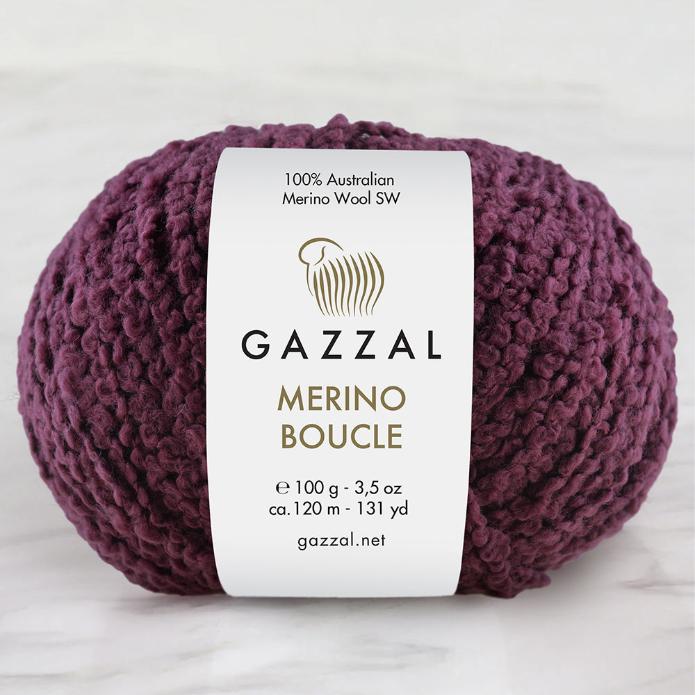 Gazzal Merino Boucle Hand Knitting Yarn, Purple-3767