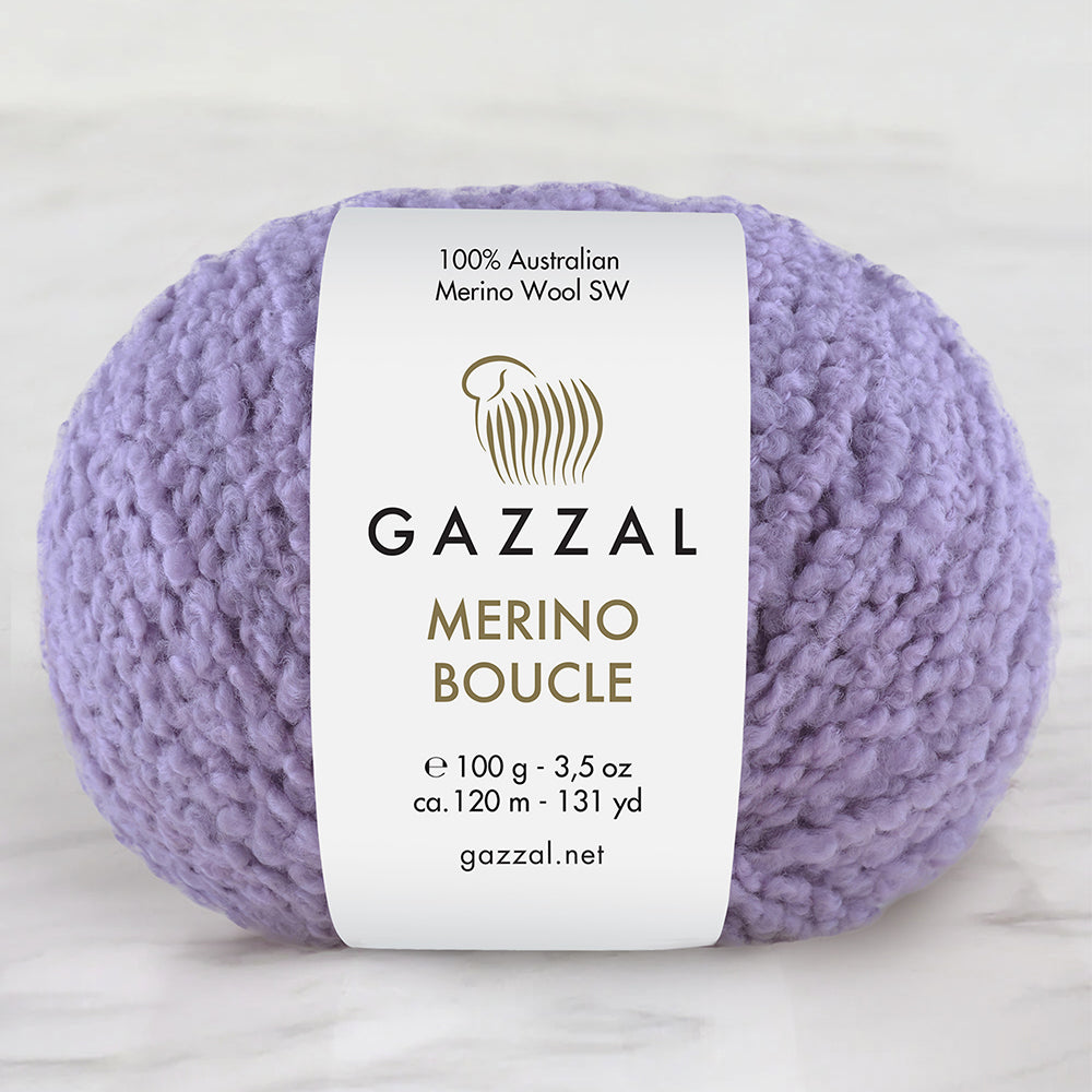 Gazzal Merino Boucle Hand Knitting Yarn, Lilac-3772