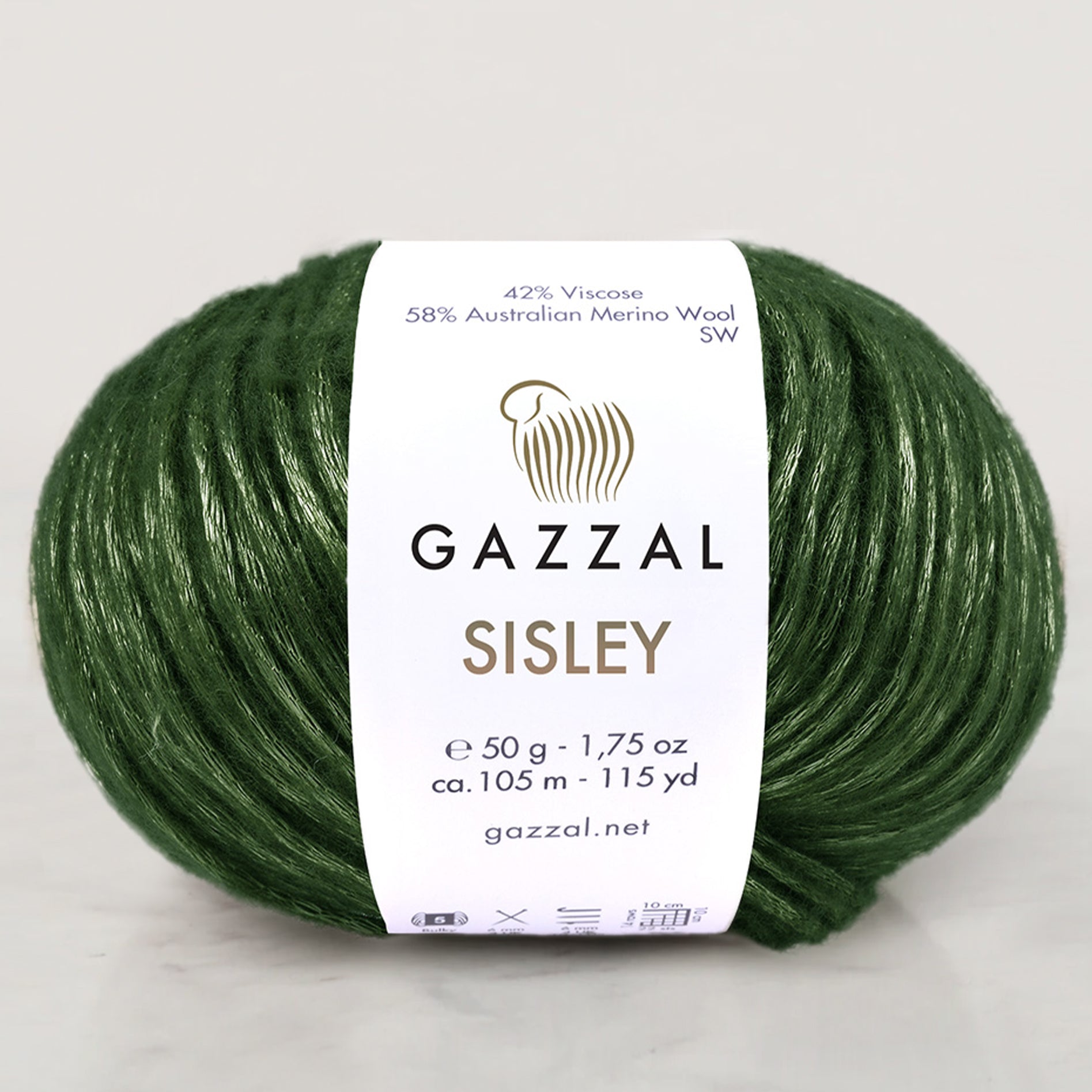 Gazzal Sisley Hand Knitting Yarn, Green - 5724