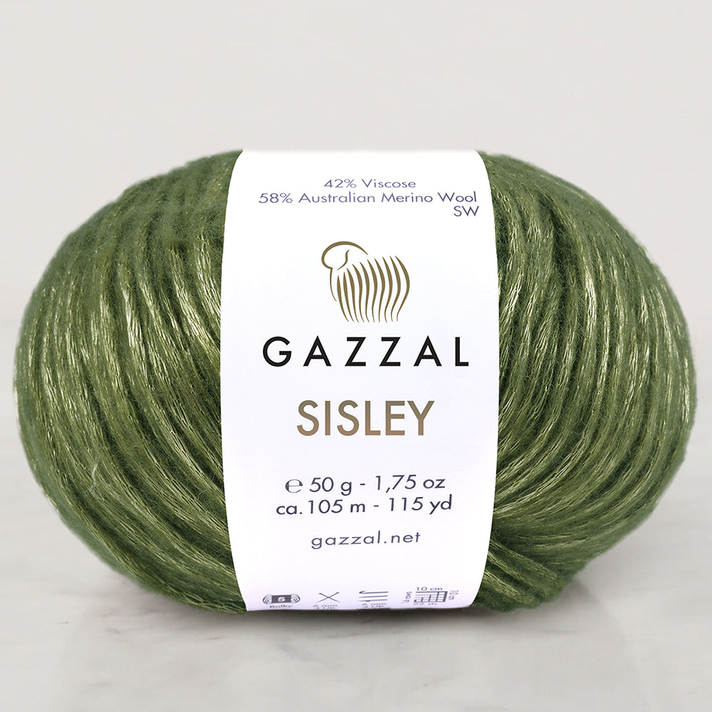 Gazzal Sisley Hand Knitting Yarn, Green-5725