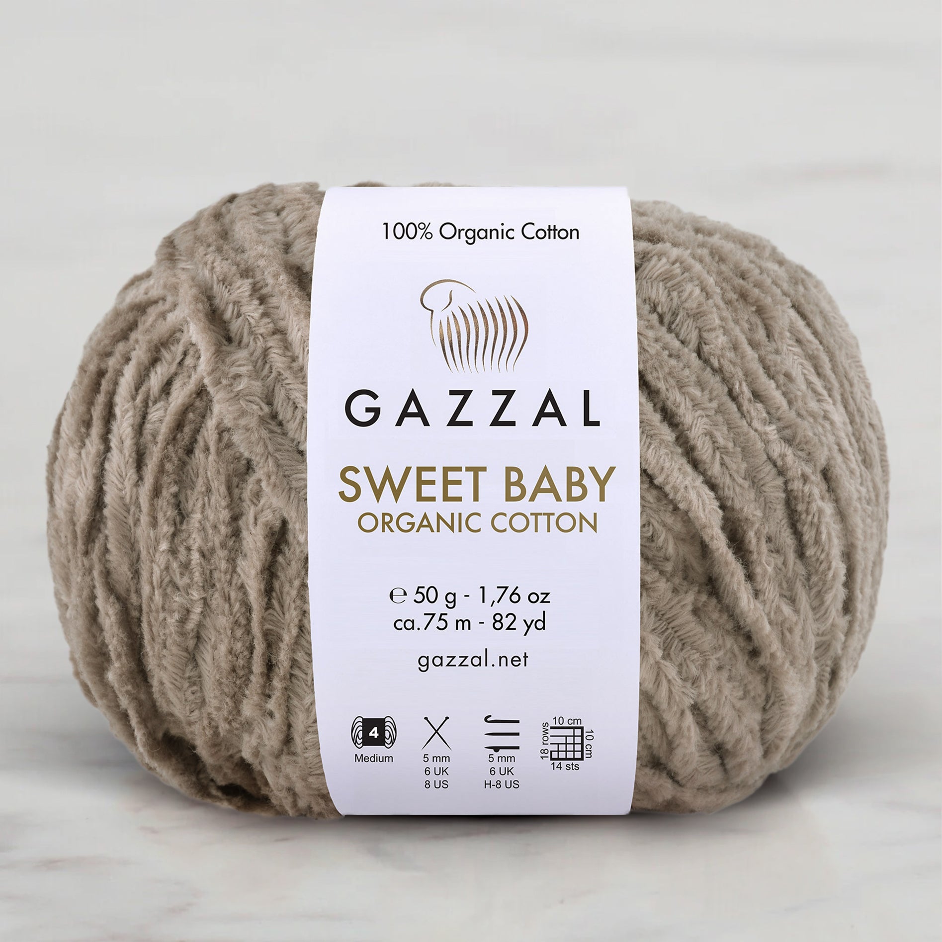 Gazzal Sweet Baby Organic Cotton Hand Knitting Yarn , Beige – 2604