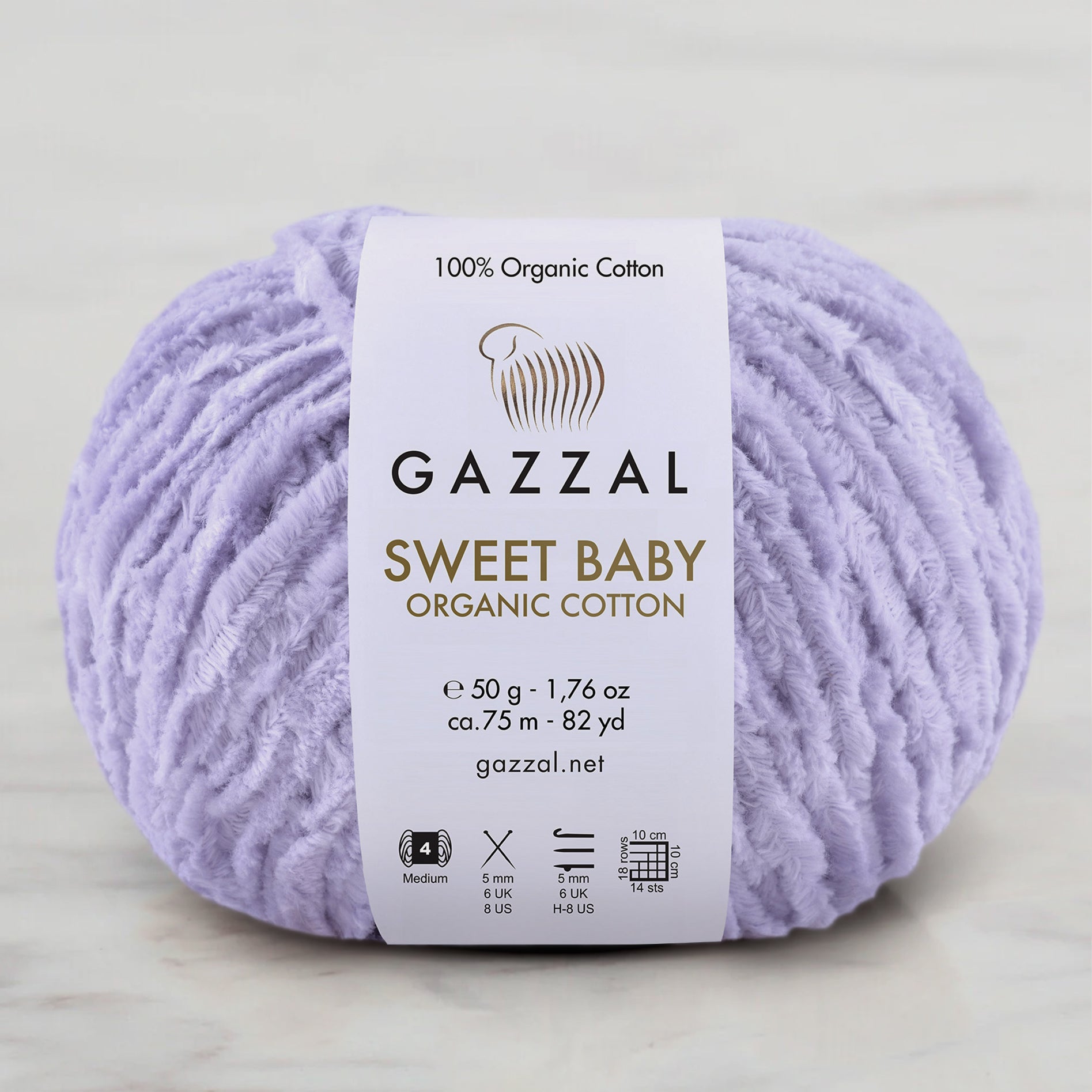 Gazzal Sweet Baby Organic Cotton Hand Knitting Yarn , Lilac – 2614