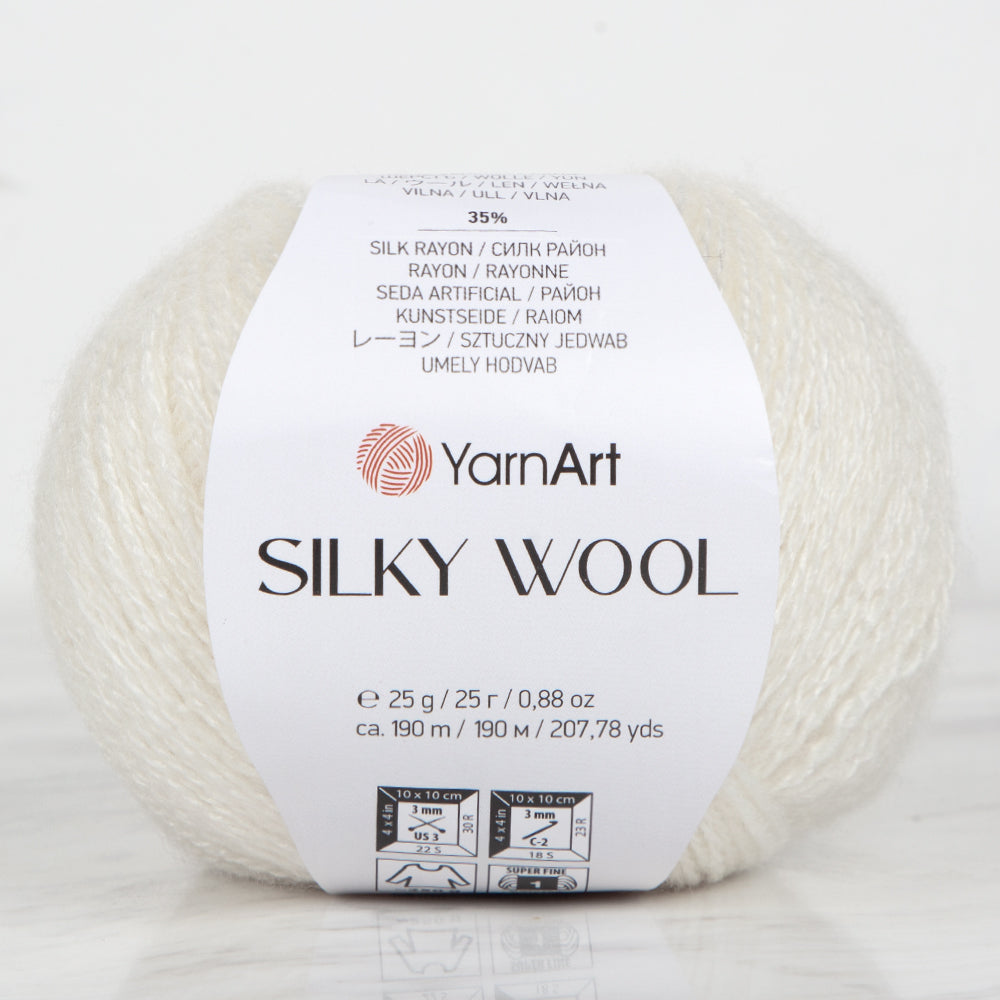 Yarnart SILK WOOL Hand Knitting Yarn, Cream - 330