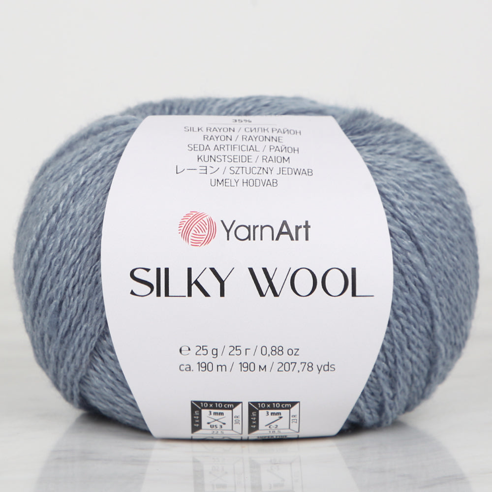 Yarnart SILK WOOL Hand Knitting Yarn, Denim Blue - 331