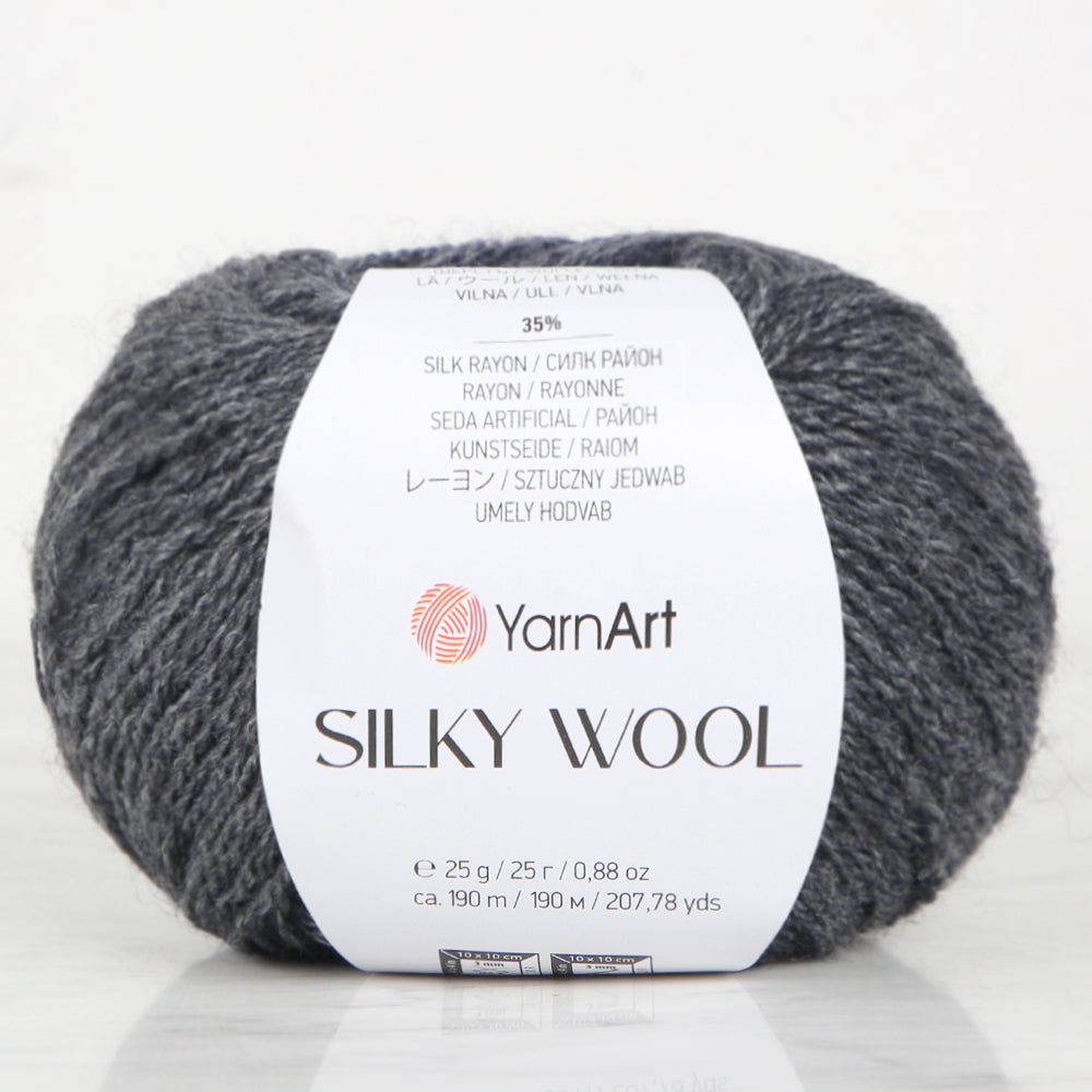 Yarnart SILK WOOL Hand Knitting Yarn, Grey - 335
