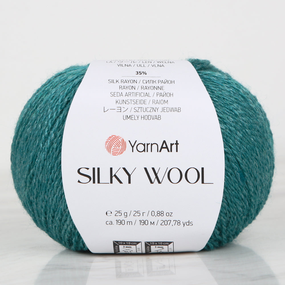 Yarnart SILK WOOL Hand Knitting Yarn, Green - 339