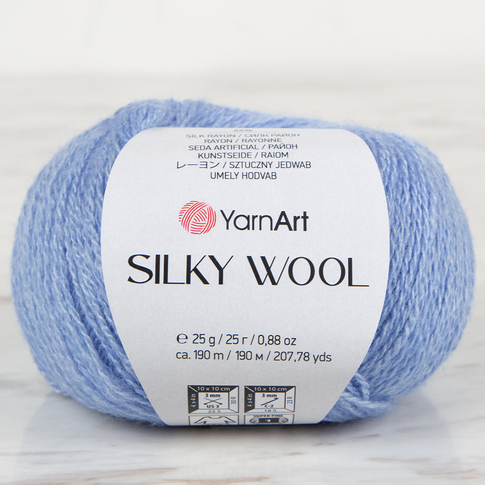 Yarnart SILK WOOL Hand Knitting Yarn, Blue - 343