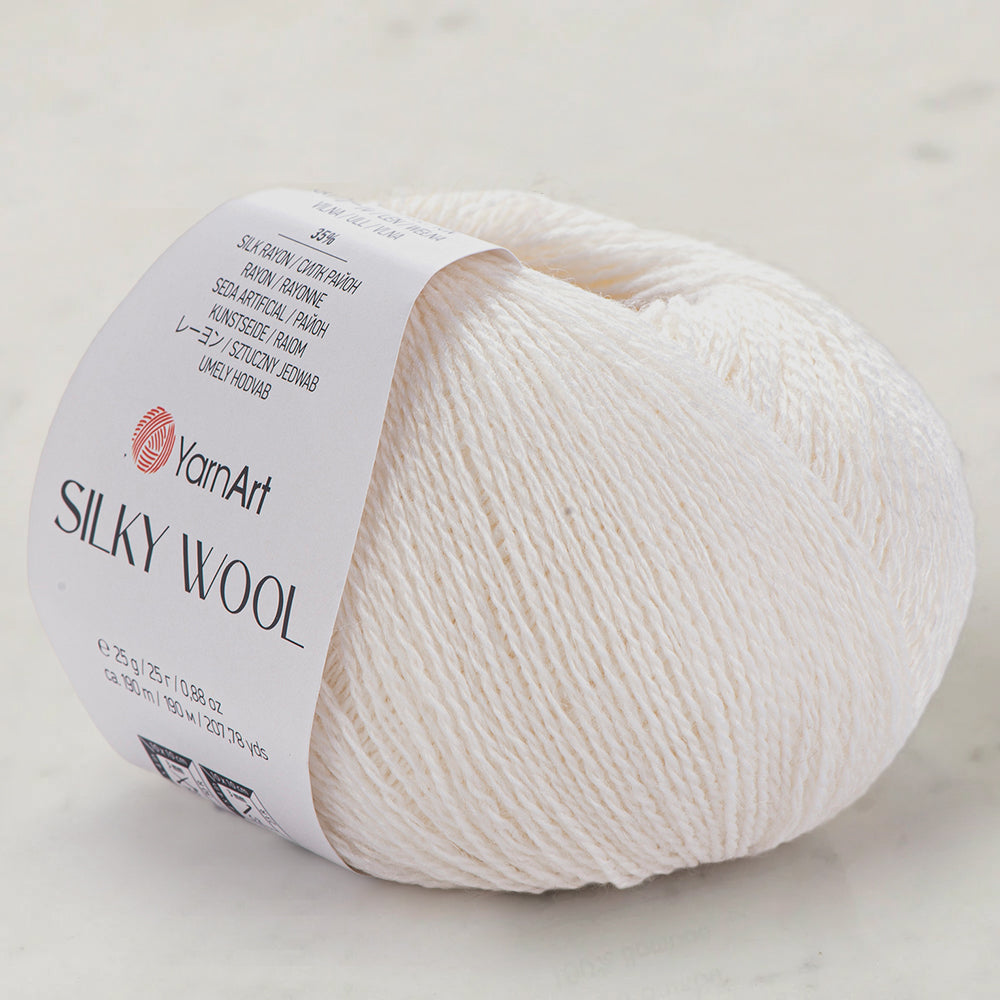 YarnArt SILKY WOOL Hand Knitting Yarn, White - 347