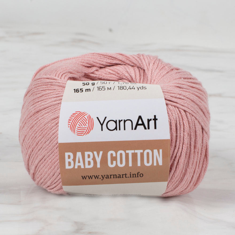 YarnArt Baby Cotton Knitting Yarn, Powder Pink - 413