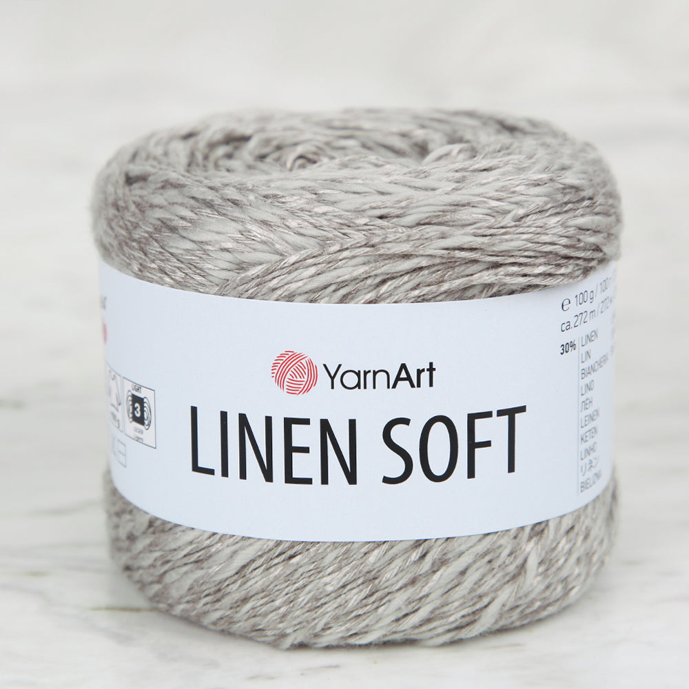 YarnArt Linen Soft Hand Knitting Yarn ,Grey 7307