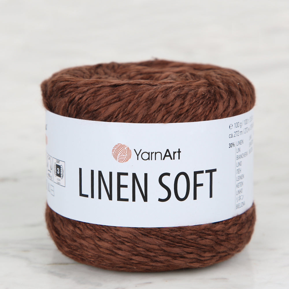 YarnArt Linen Soft Hand Knitting Yarn ,Brown 7309