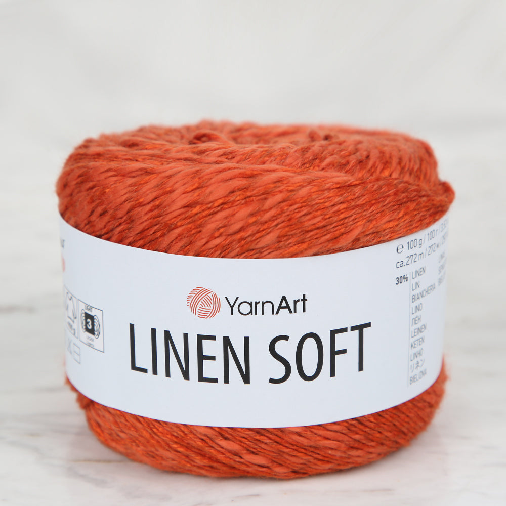 YarnArt Linen Soft Hand Knitting Yarn ,Orange 7310