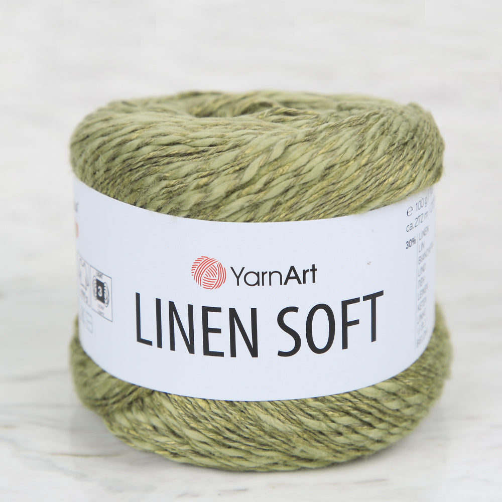 YarnArt Linen Soft Hand Knitting Yarn ,Green 7313