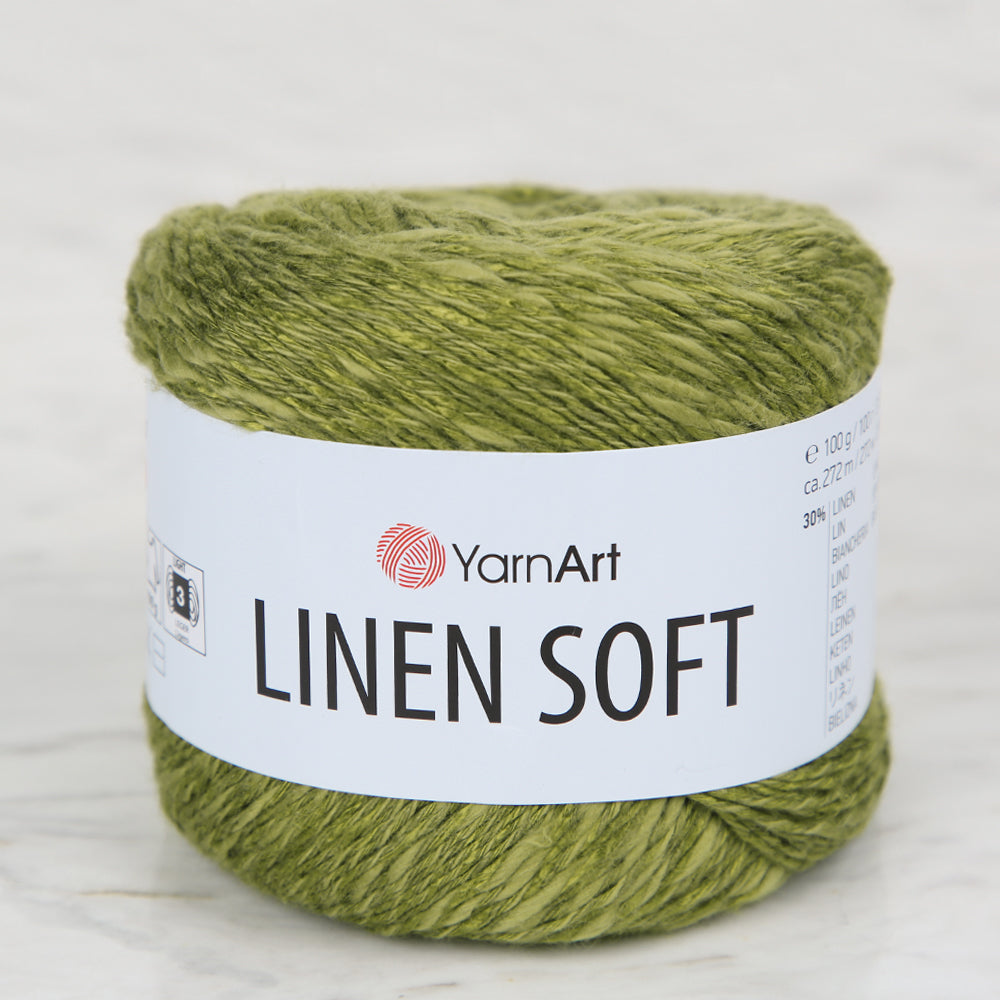 YarnArt Linen Soft Hand Knitting Yarn ,Green 7314