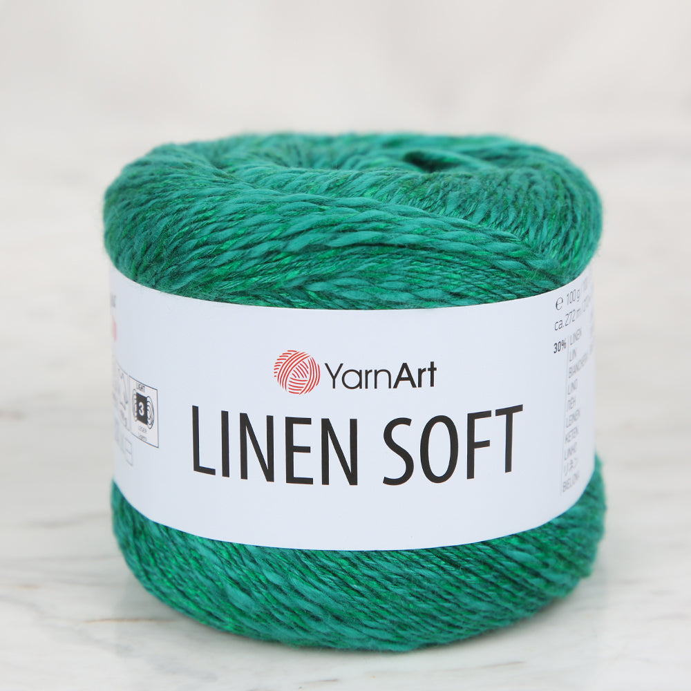YarnArt Linen Soft Hand Knitting Yarn ,Green 7315