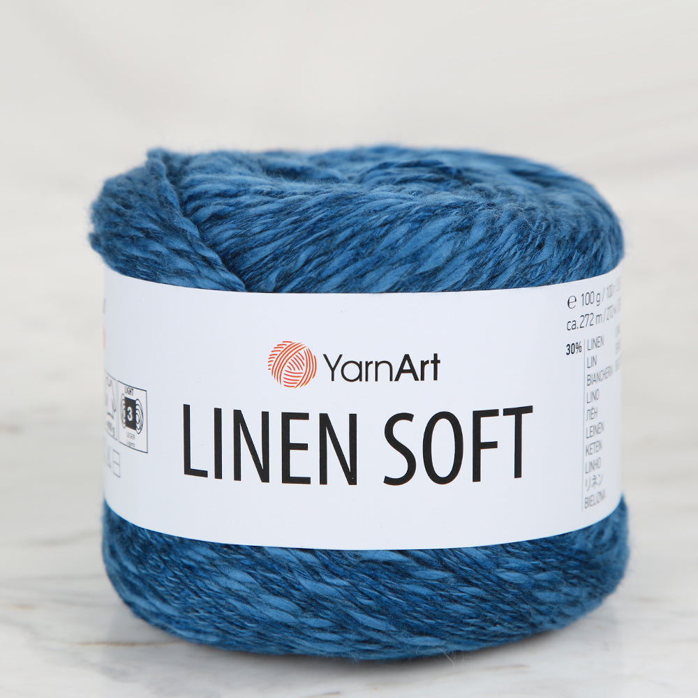 YarnArt Linen Soft Hand Knitting Yarn ,Blue 7317