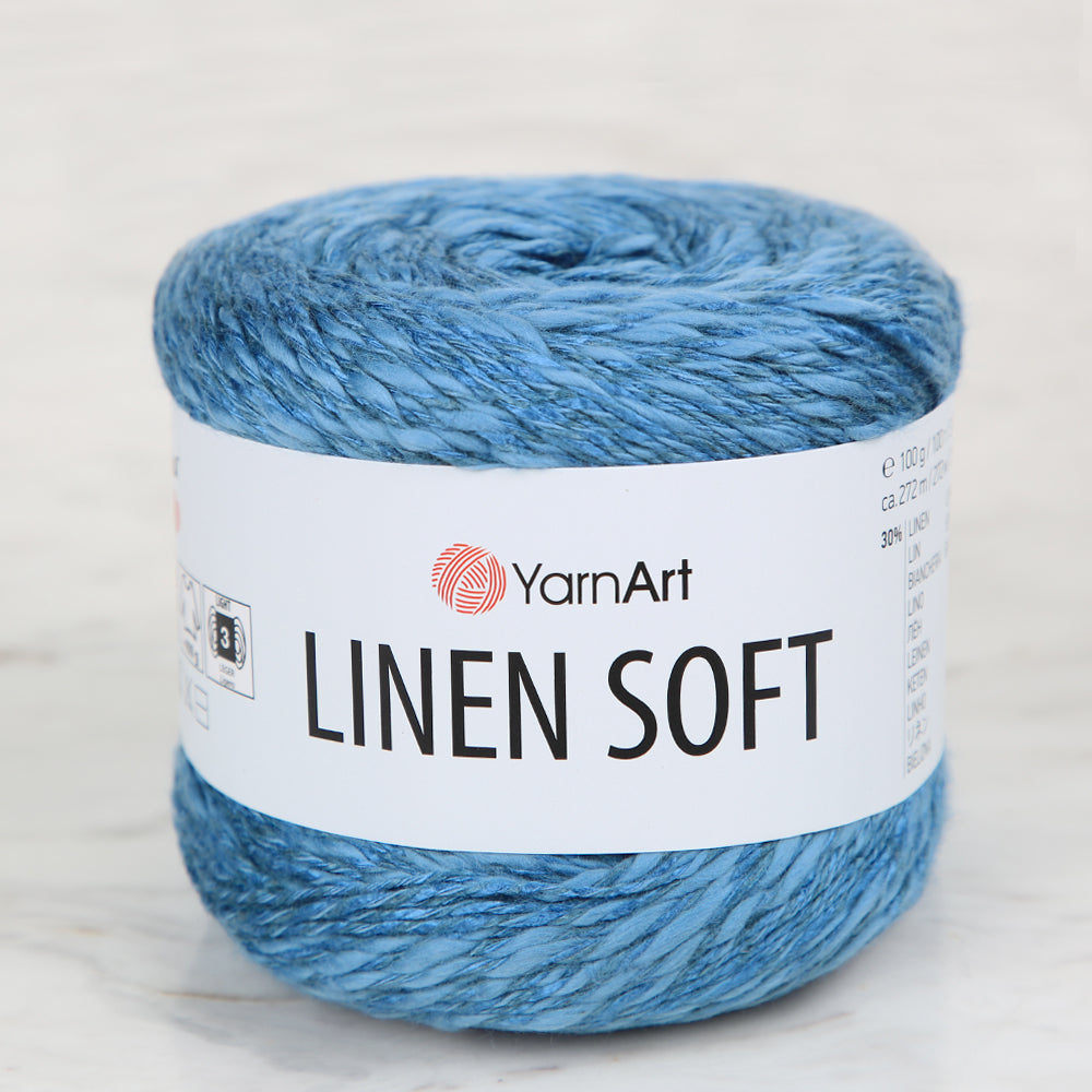 YarnArt Linen Soft Hand Knitting Yarn ,Blue 7318