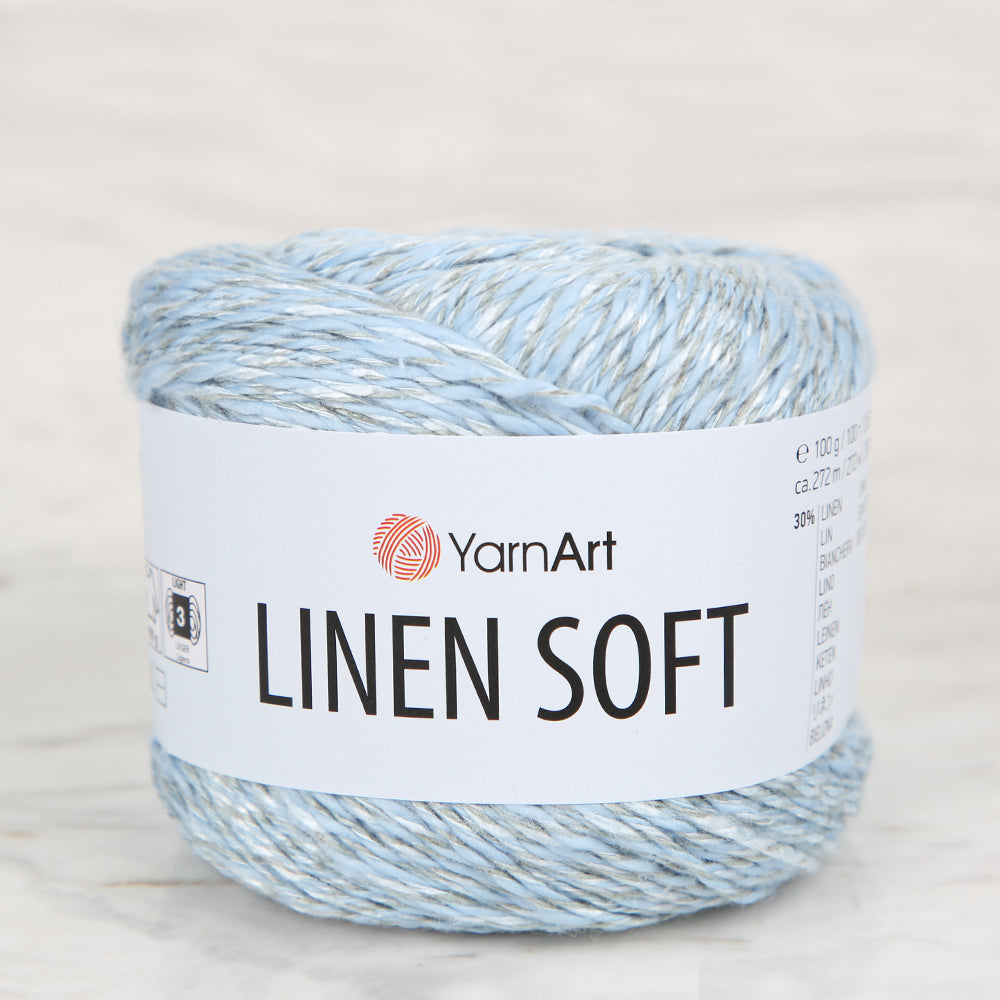 YarnArt Linen Soft Hand Knitting Yarn ,Light Blue 7319