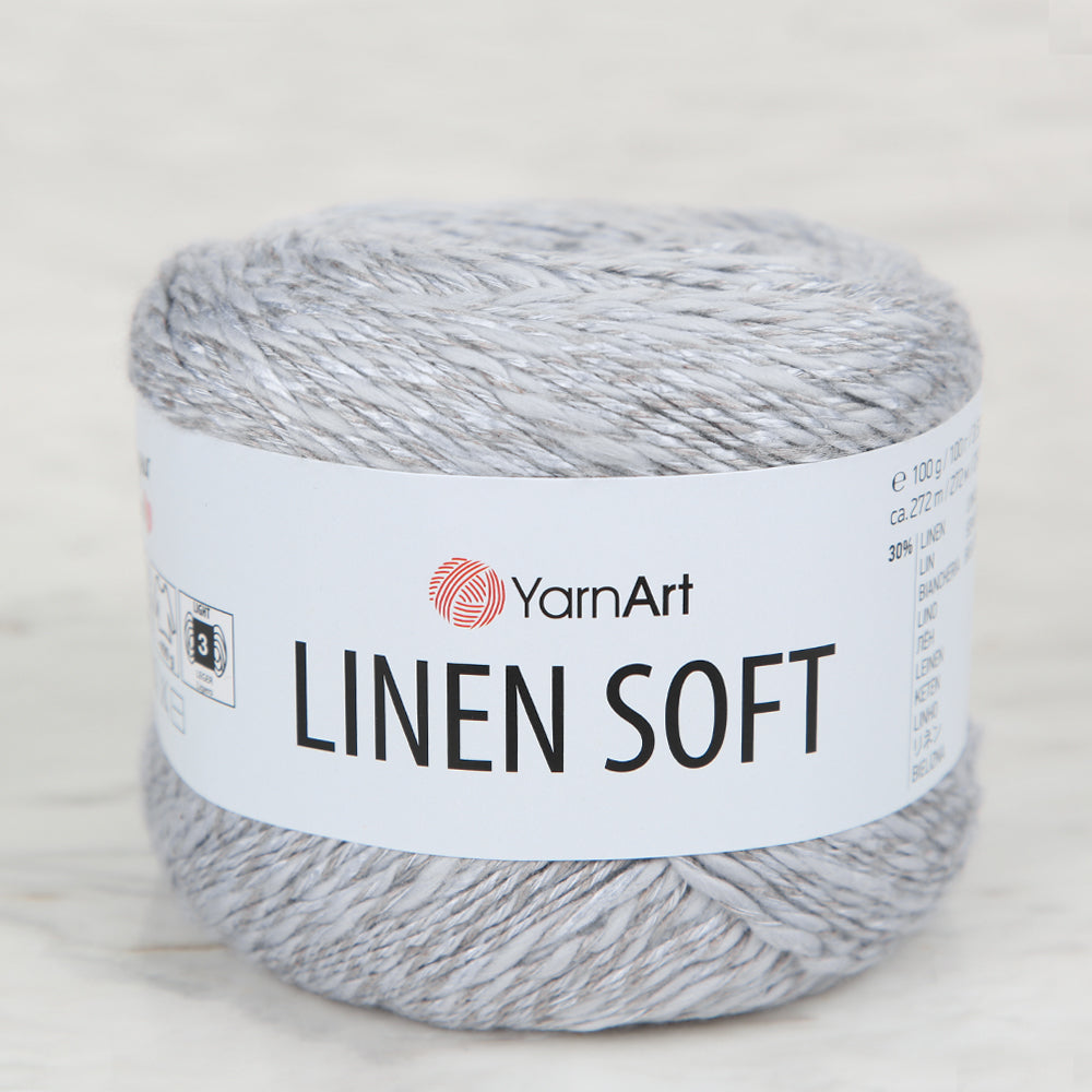 YarnArt Linen Soft Hand Knitting Yarn ,Grey 7320