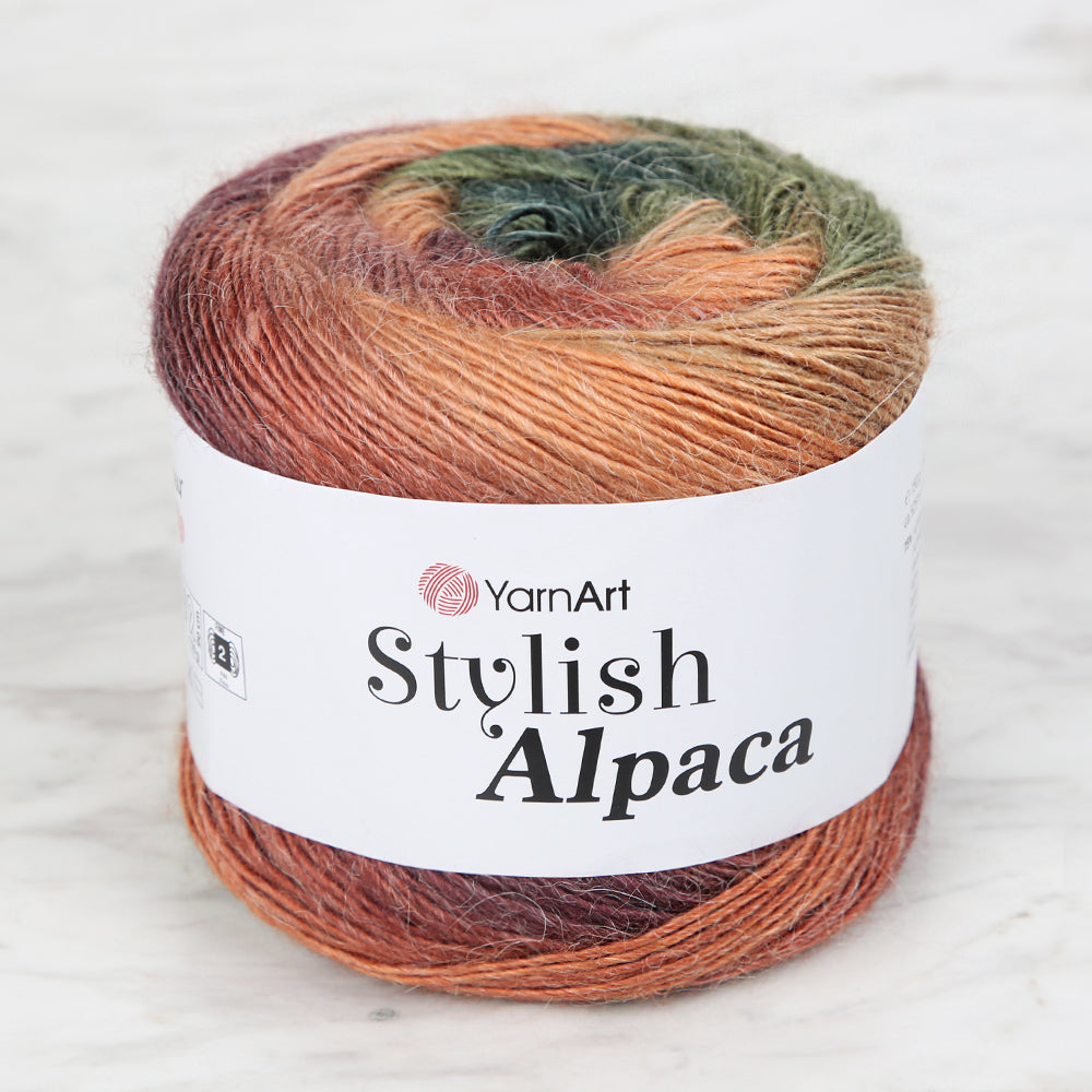 YarnArt Stylish Alpaca Hand Knitting Rope, Variegated - 7710
