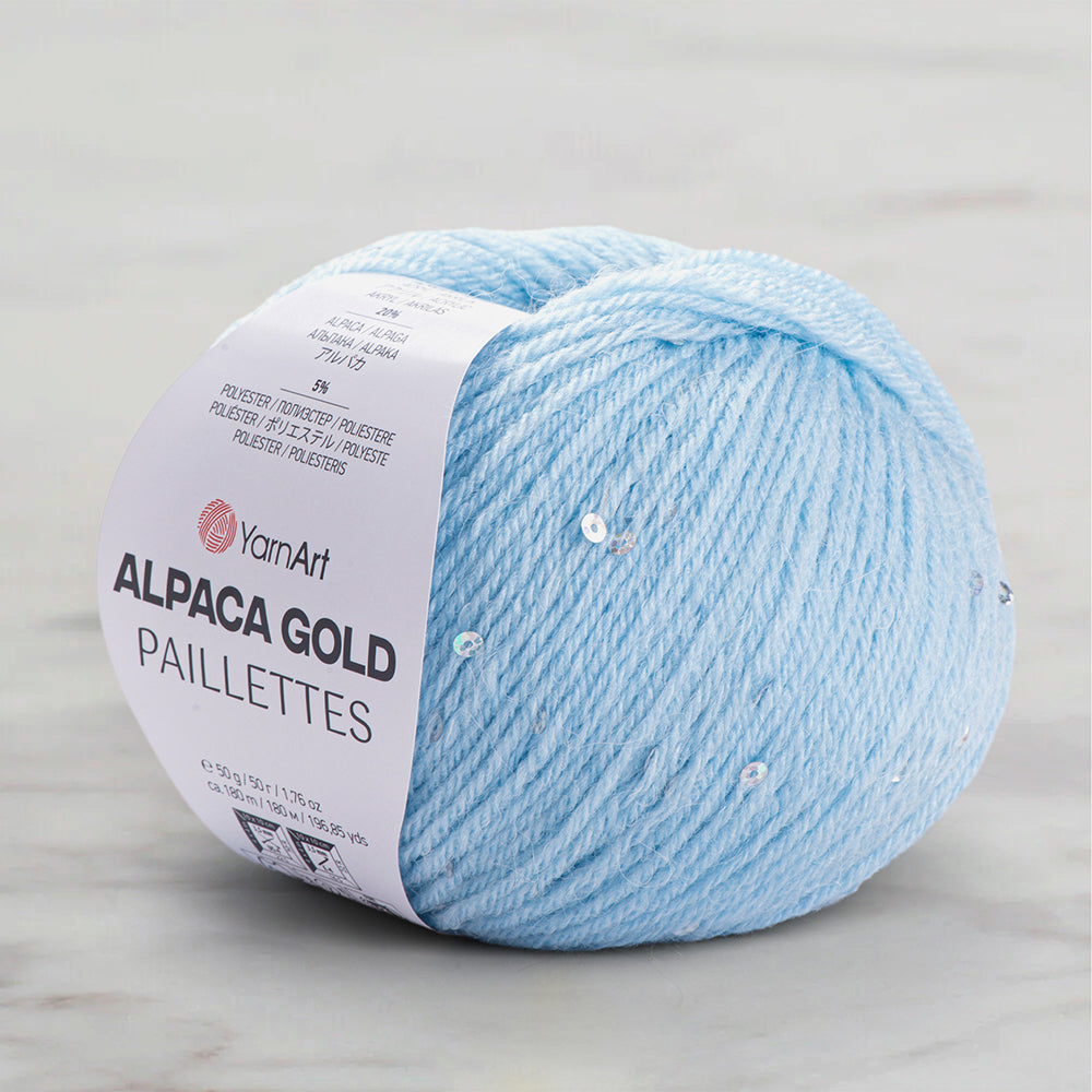 YarnArt Alpaca Gold Paillettes Hand Knitting Yarn , Blue - 9305