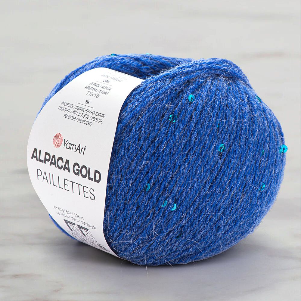 YarnArt Alpaca Gold Paillettes Hand Knitting Yarn , Blue - 9309