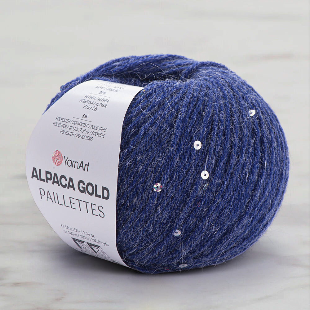 YarnArt Alpaca Gold Paillettes Hand Knitting Yarn , Blue - 9313