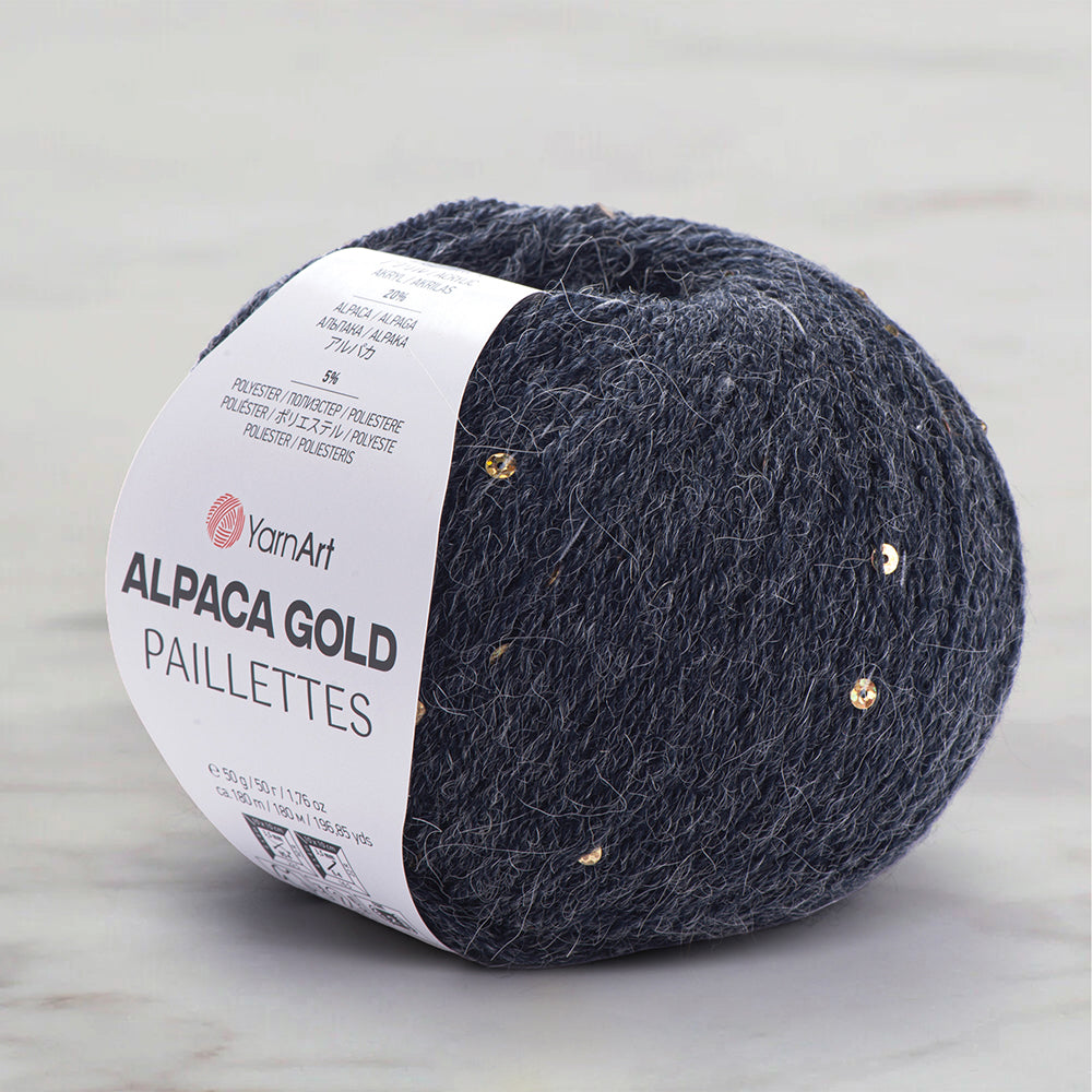 YarnArt Alpaca Gold Paillettes Hand Knitting Yarn , Gray - 9314