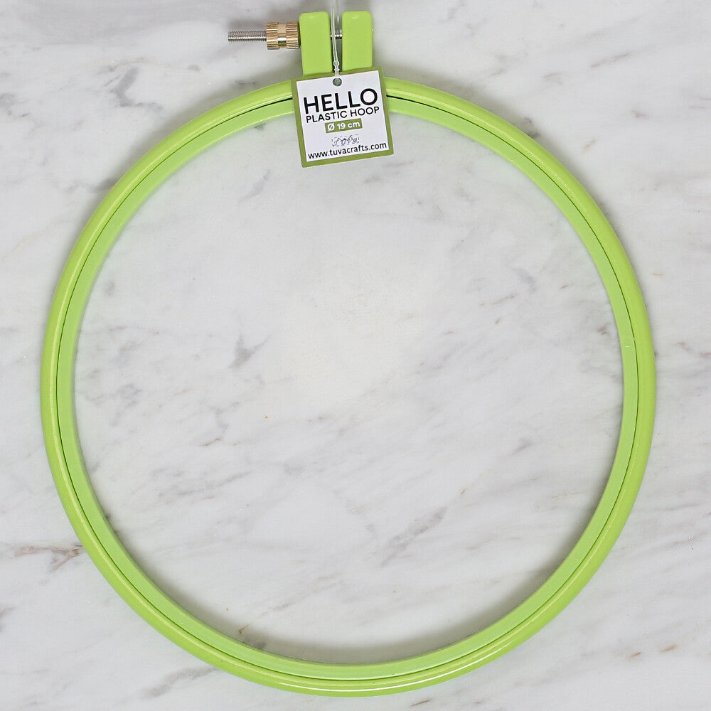 Hello 19 cm Plastic Screwed Embroidery Hoop, Green