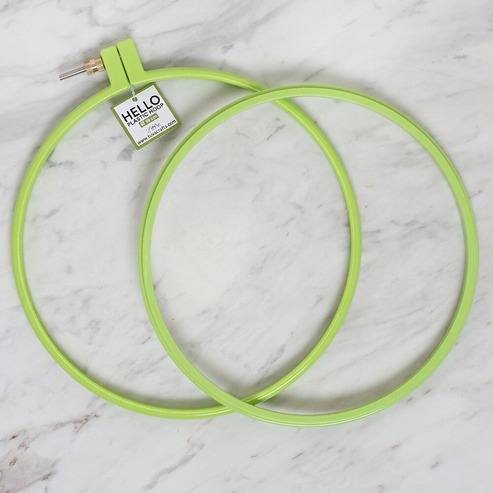 Hello 19 cm Plastic Screwed Embroidery Hoop, Green