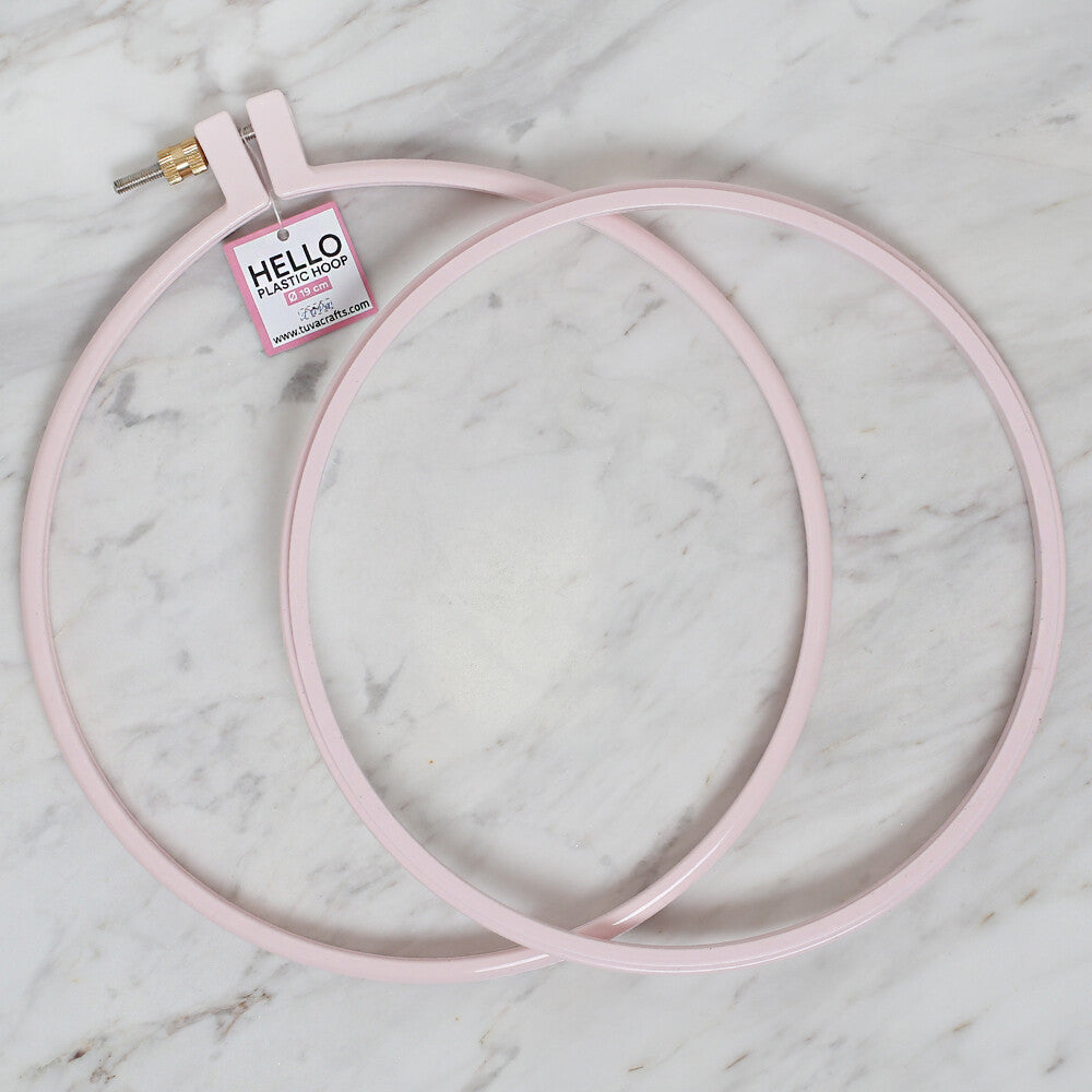 Hello 19 cm Plastic Screwed Embroidery Hoop 19 cm, Pink
