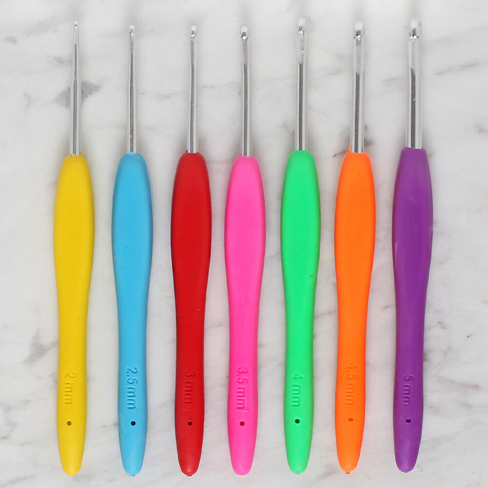 Tuva 7 pcs Silicon Handle Crochet Hook Set
