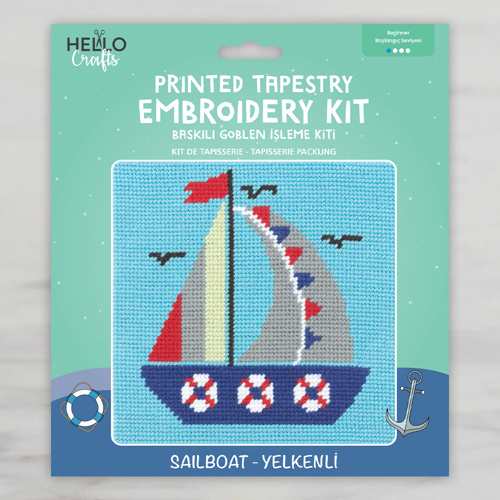 Hello Crafts Printed Tapestry Kit - Sailboat - HC502