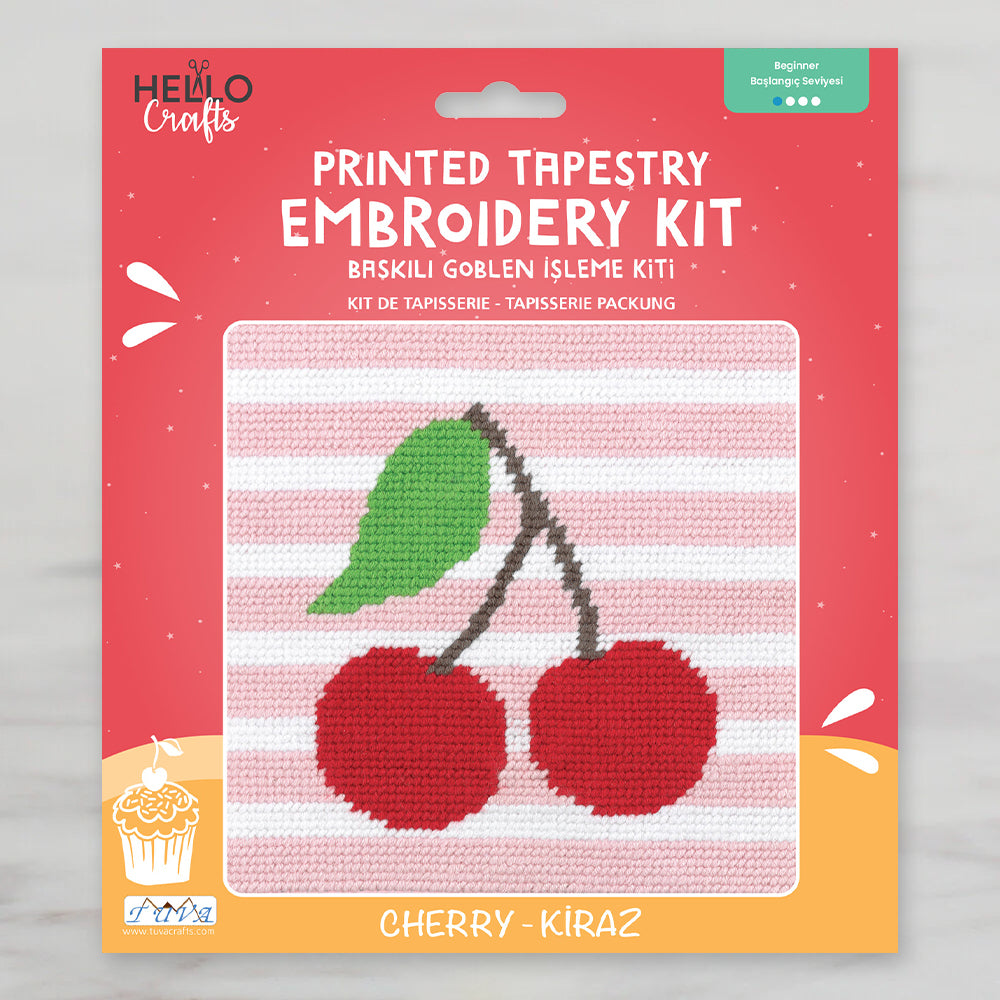Hello Crafts Printed Tapestry Kit - Cherry - HC504