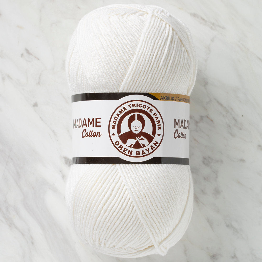 Madame Tricote Paris Madame Cotton Yarn, White - 000