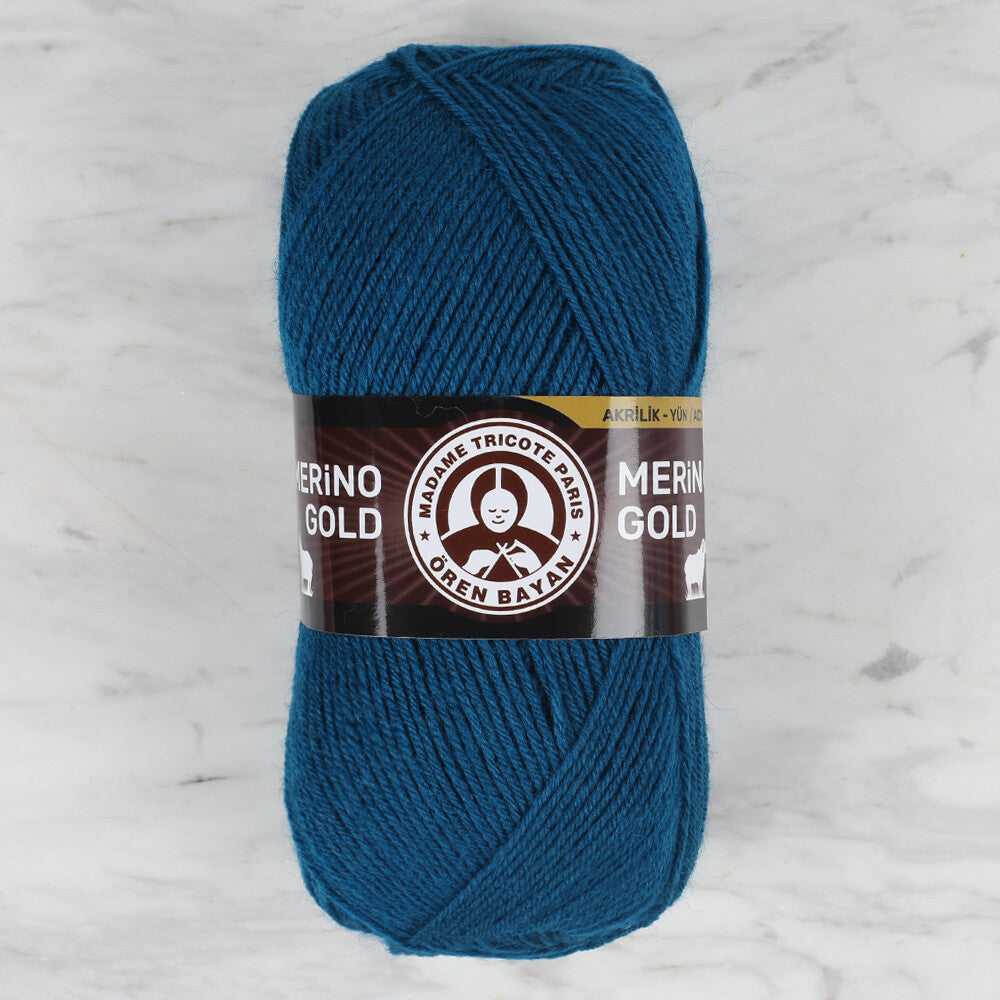 Madame Tricote Paris Merino Gold Knitting Yarn, Petrol Blue - 101