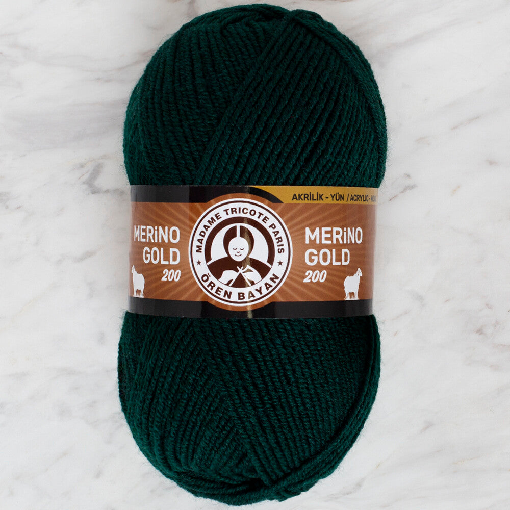 Madame Tricote Paris Merino Gold 200 Knitting Yarn, Dark Green - 088